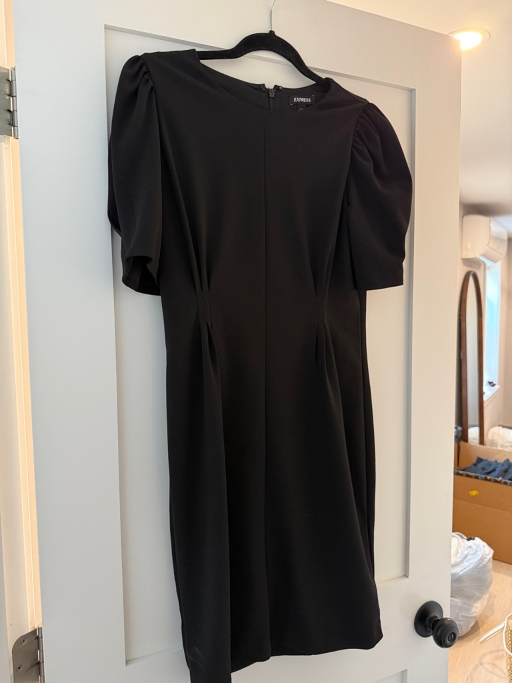 Express Black Puff Sleeve Mini Dress